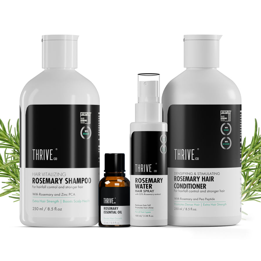 Anti Hair Fall Control Kit: Rosemary Shampoo, Conditioner, Essential Oil, Water