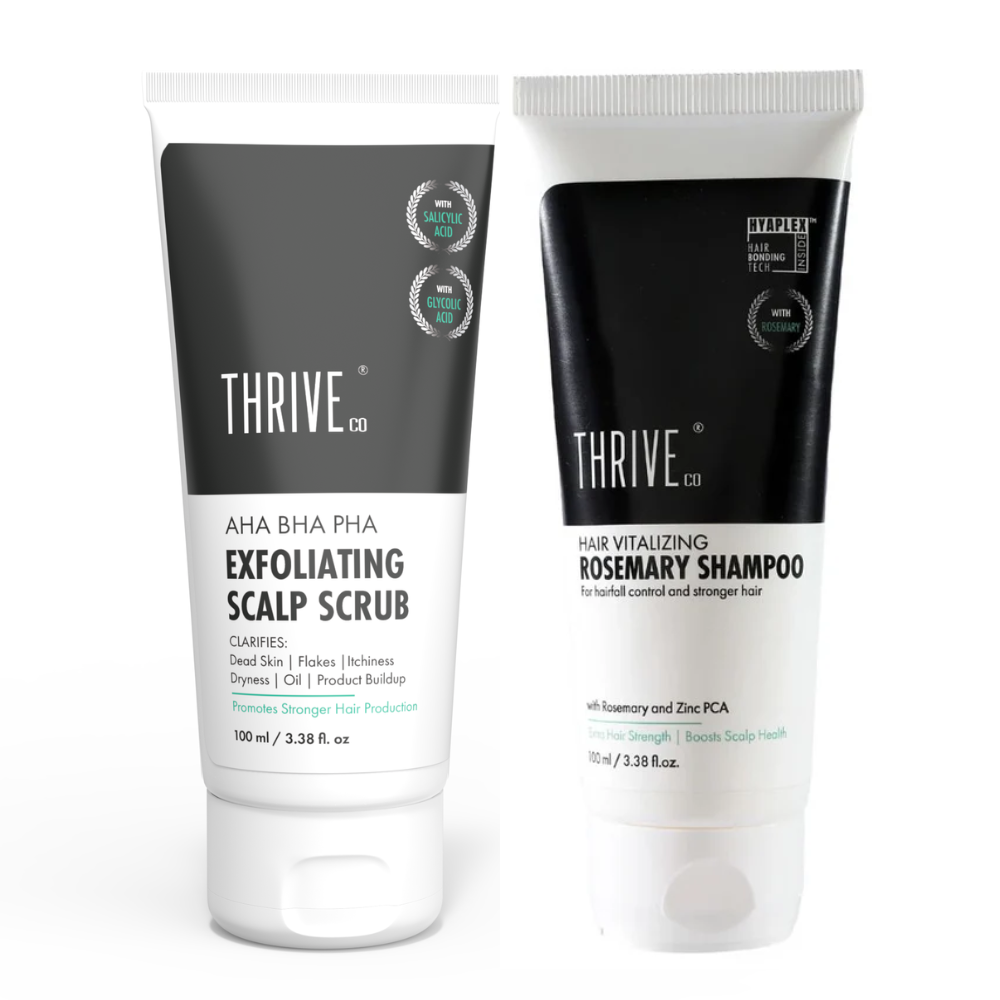 ThriveCo Rosemary Shampoo (100ml) + AHA BHA Scalp Scrub (100ml)