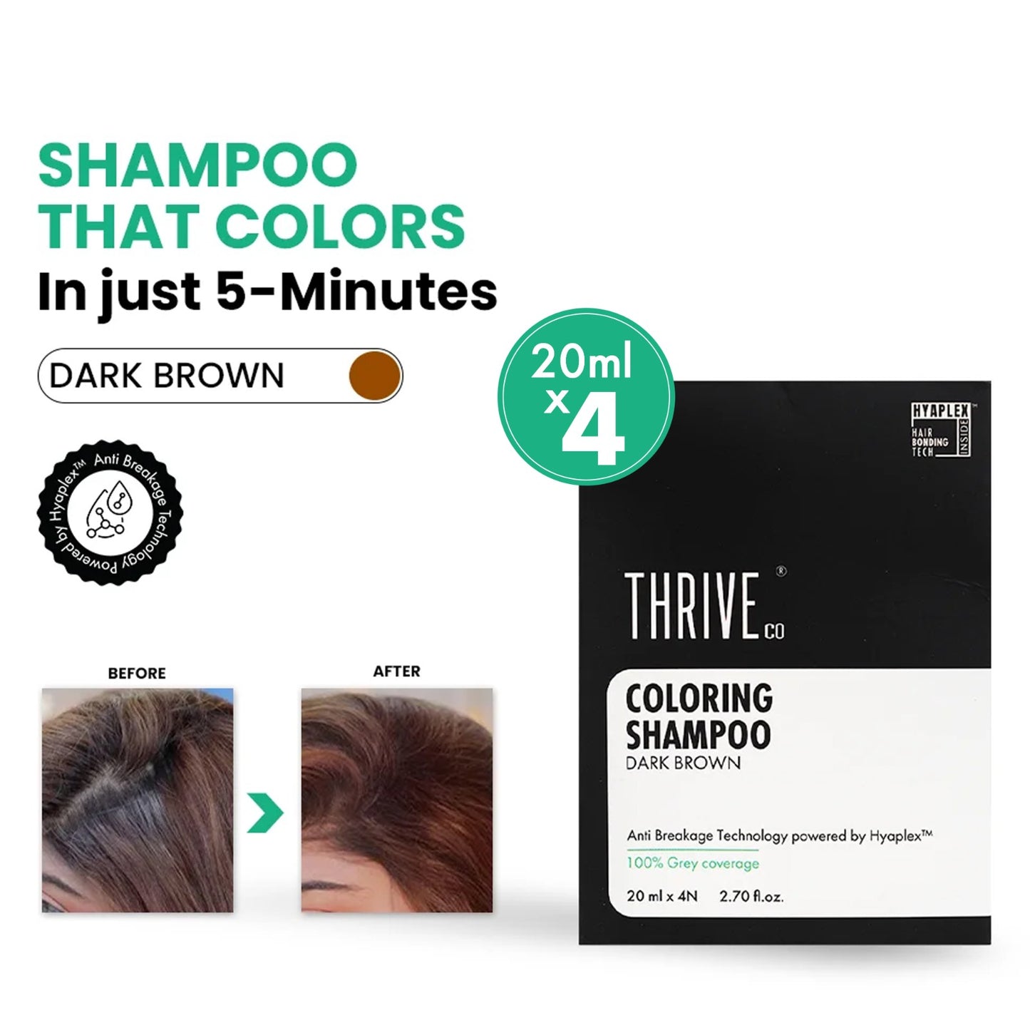 Dark Brown Coloring Shampoo, 80ml