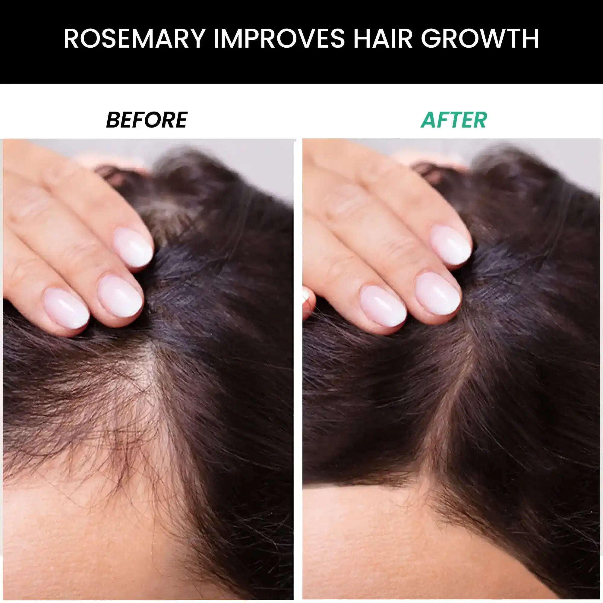 before and after using rosemary hair conditioner