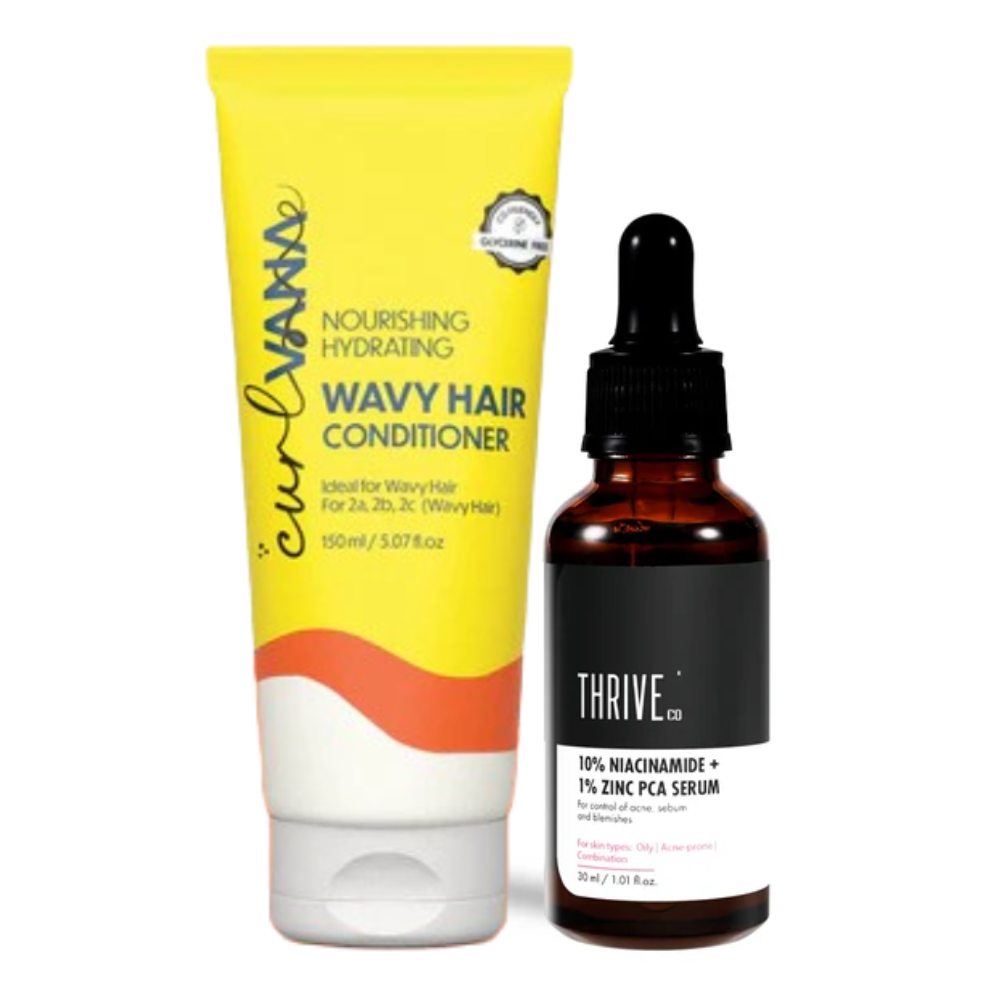 ThriveCo Niacinamide Serum, 30ml + Curlvana Wavy Conditoner, 150 ml