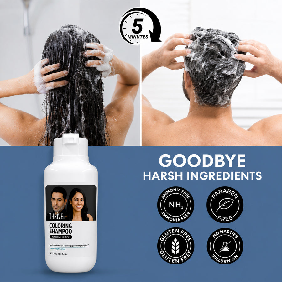 ThriveCo 5 Minutes Coloring Shampoo Natural Black, 400ml