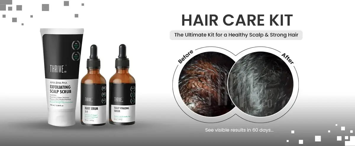 ThriveCo Hair Care Kit containing Hair Growth Serum, Exfoliating Scalp Scrub, and Scalp Vitalizing Serum