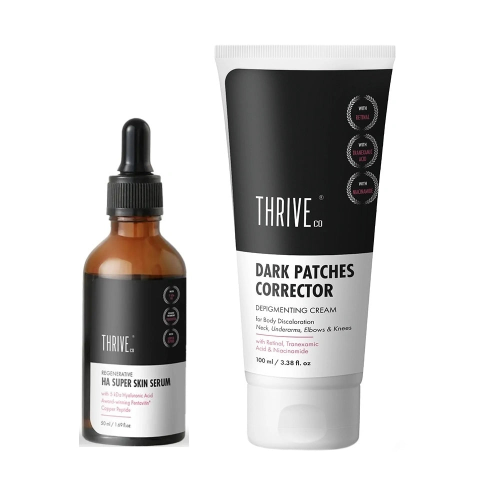 thriveco's combo pack of dark patches corrector & HA serum