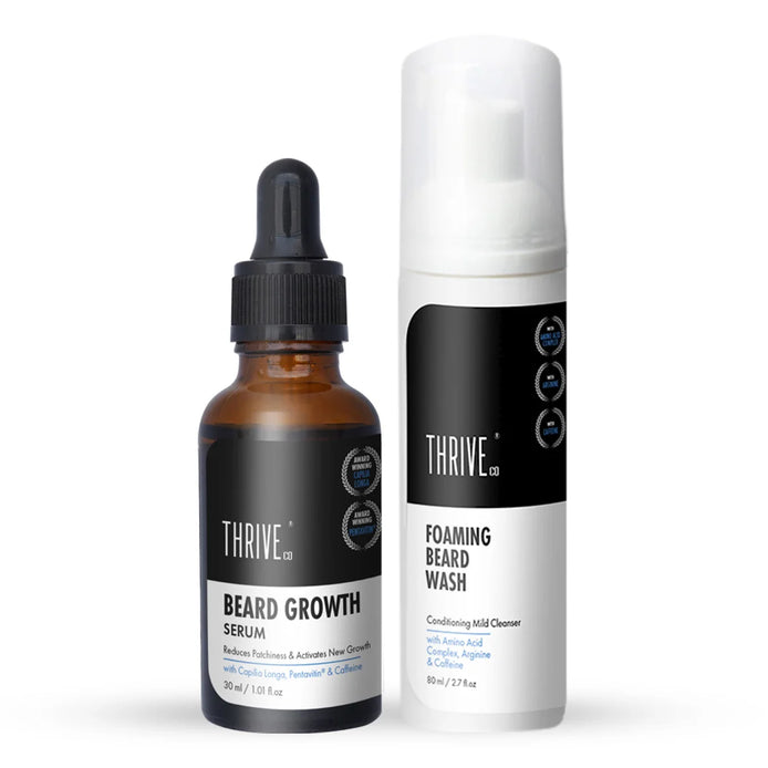 ThriveCo Beard Basics Kit Foaming Beard Wash Beard Growth Serum