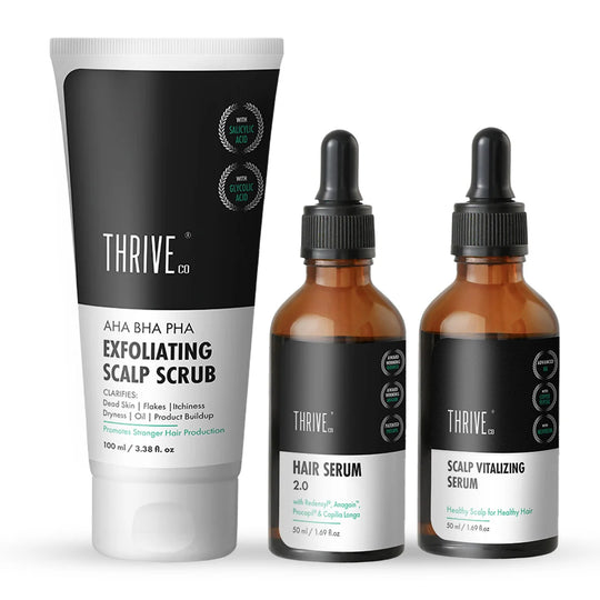 ThriveCo Hair Care Kit Exfoliating Scalp Scrub Scalp Vitalizing Serum Hair Growth Serum Serum