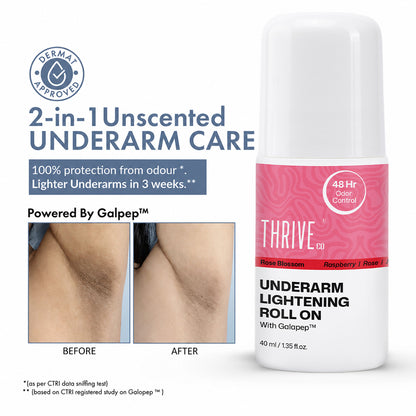 ThriveCo Underarm Lightening Roll on - Rose Blossom, 40ml Pack of 2