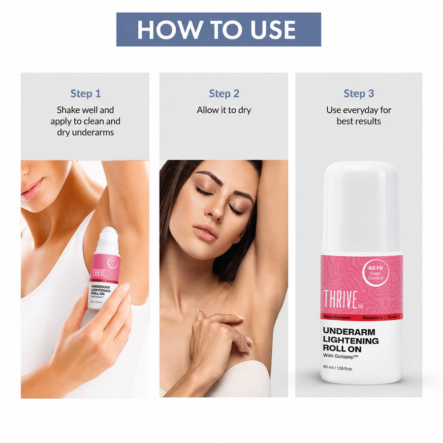 ThriveCo Underarm Lightening Roll on - Rose Blossom, 40ml Pack of 2