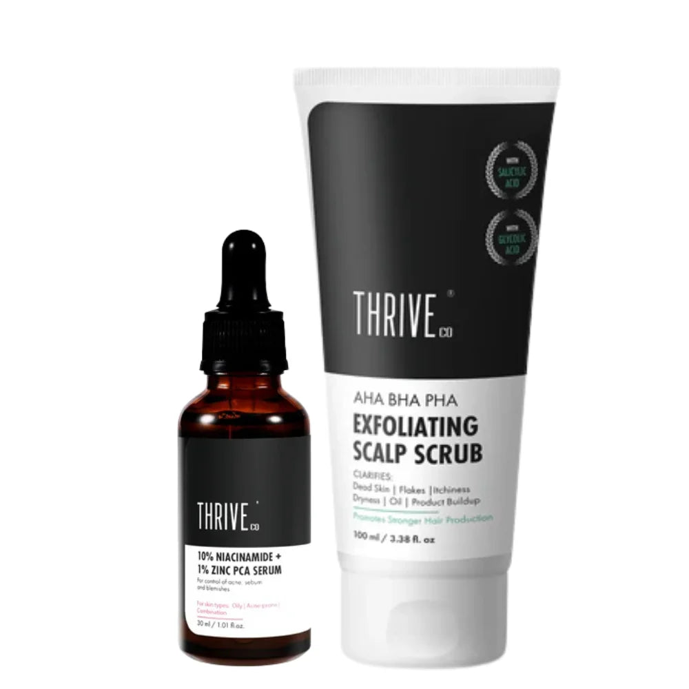 AHA BHA PHA Exfoliating Scalp Scrub, 100ml + Niacinamide Serum, 30 ml
