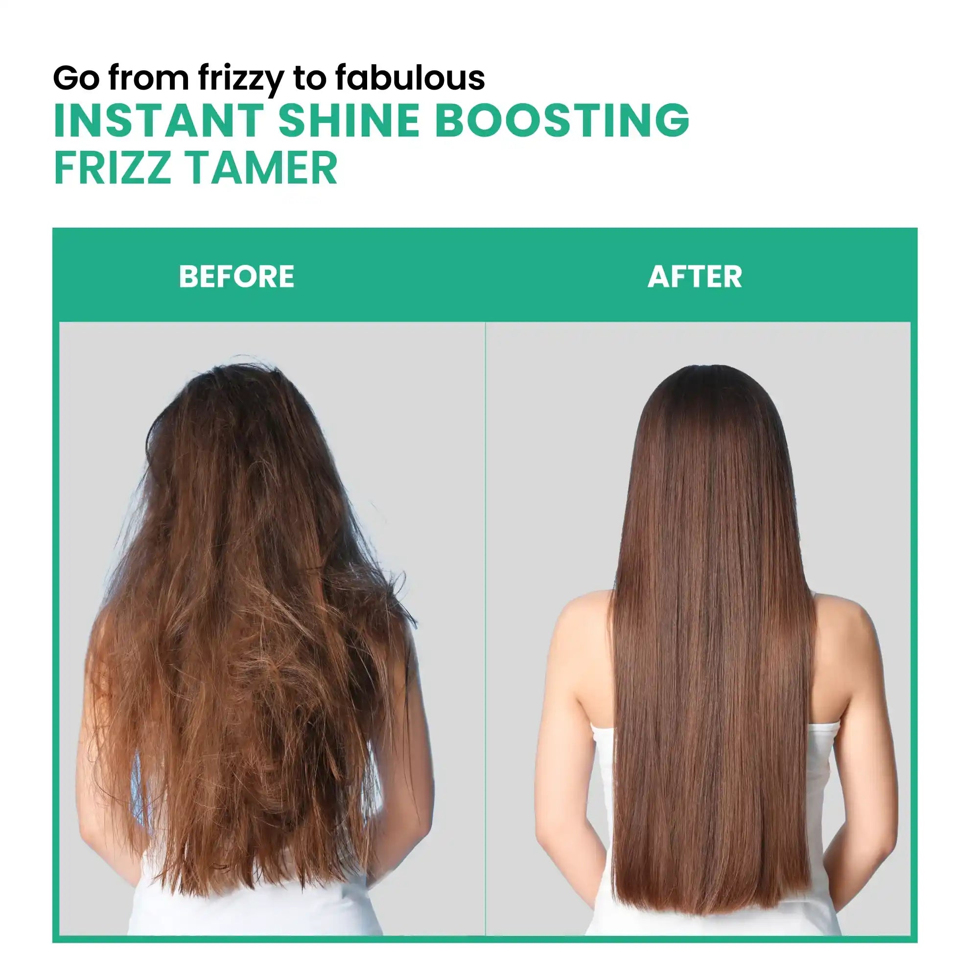 before and after using anti frizz hair serum for dry hair