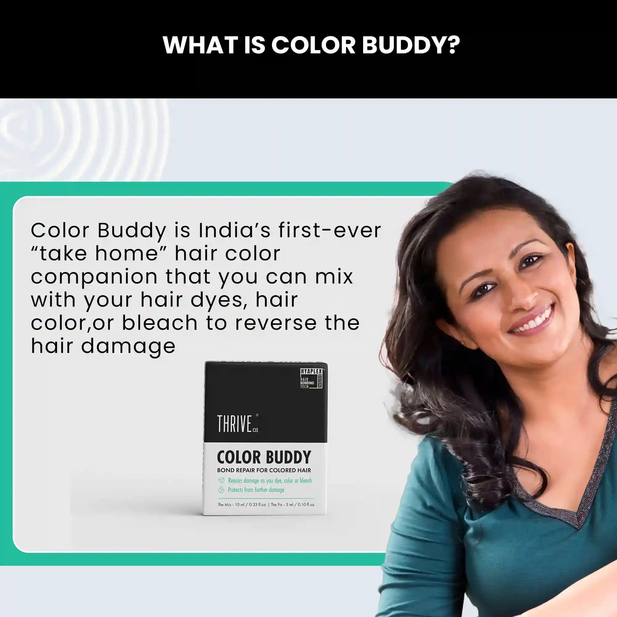 mix Color Buddy with your hair dye, hair color, or bleach to reverse the hair damage