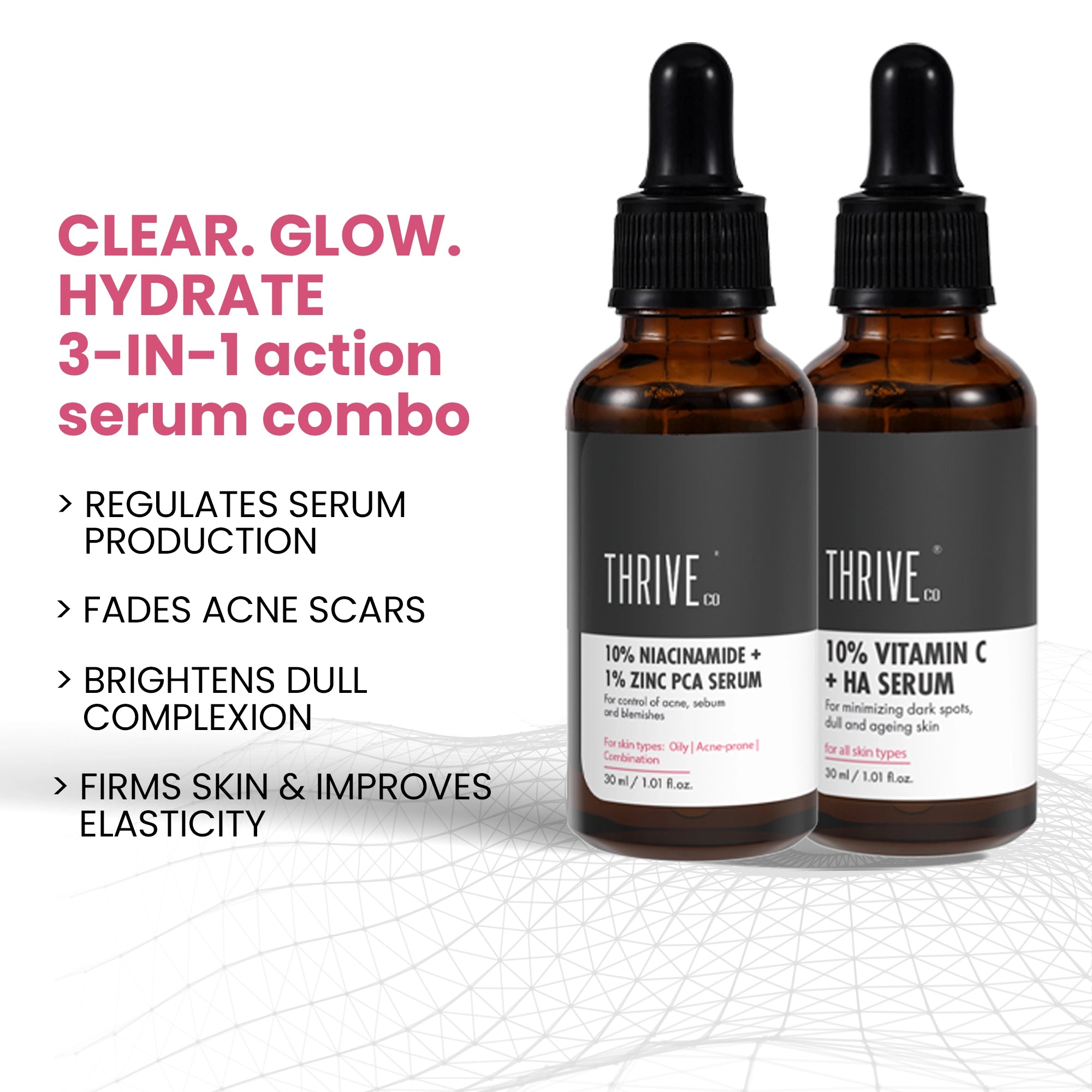 thriveco 3 in 1 action combo of niacinamide and vitamin c serum