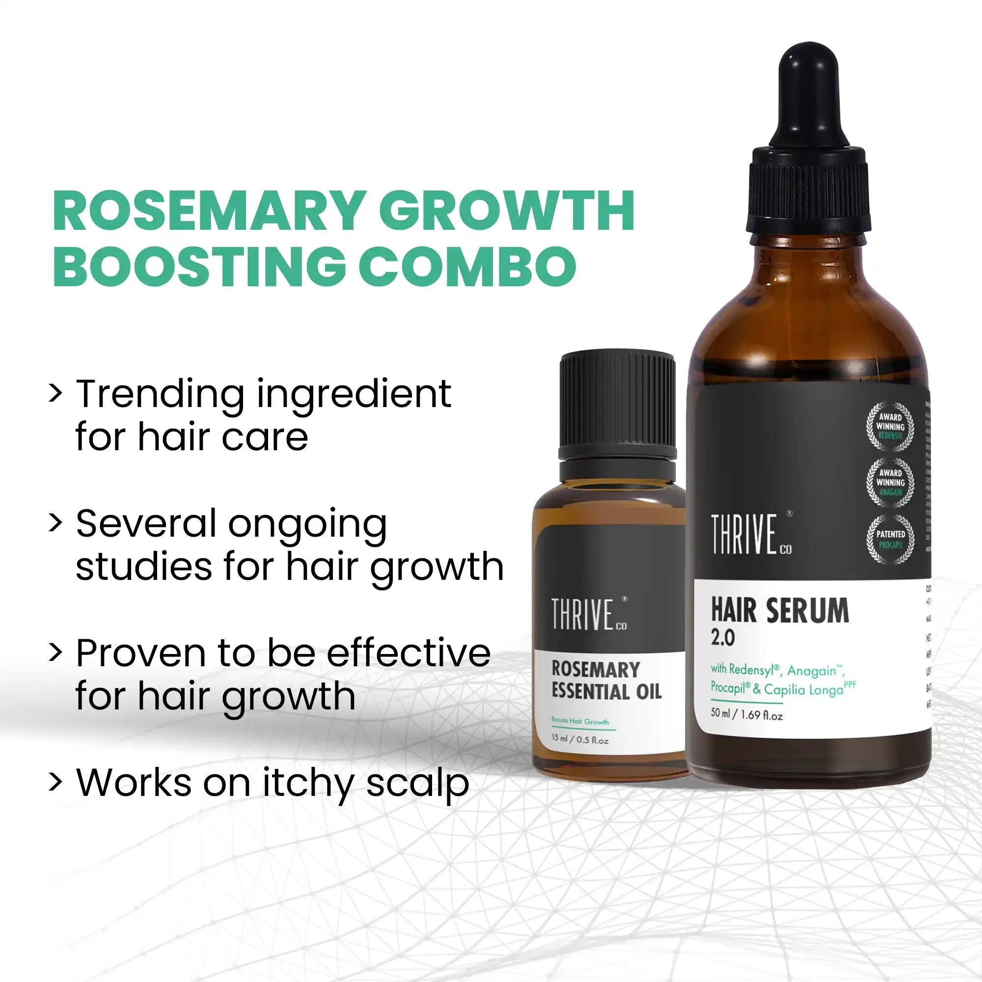 thriveco rosemary hair growth boosting combo of oil and serum