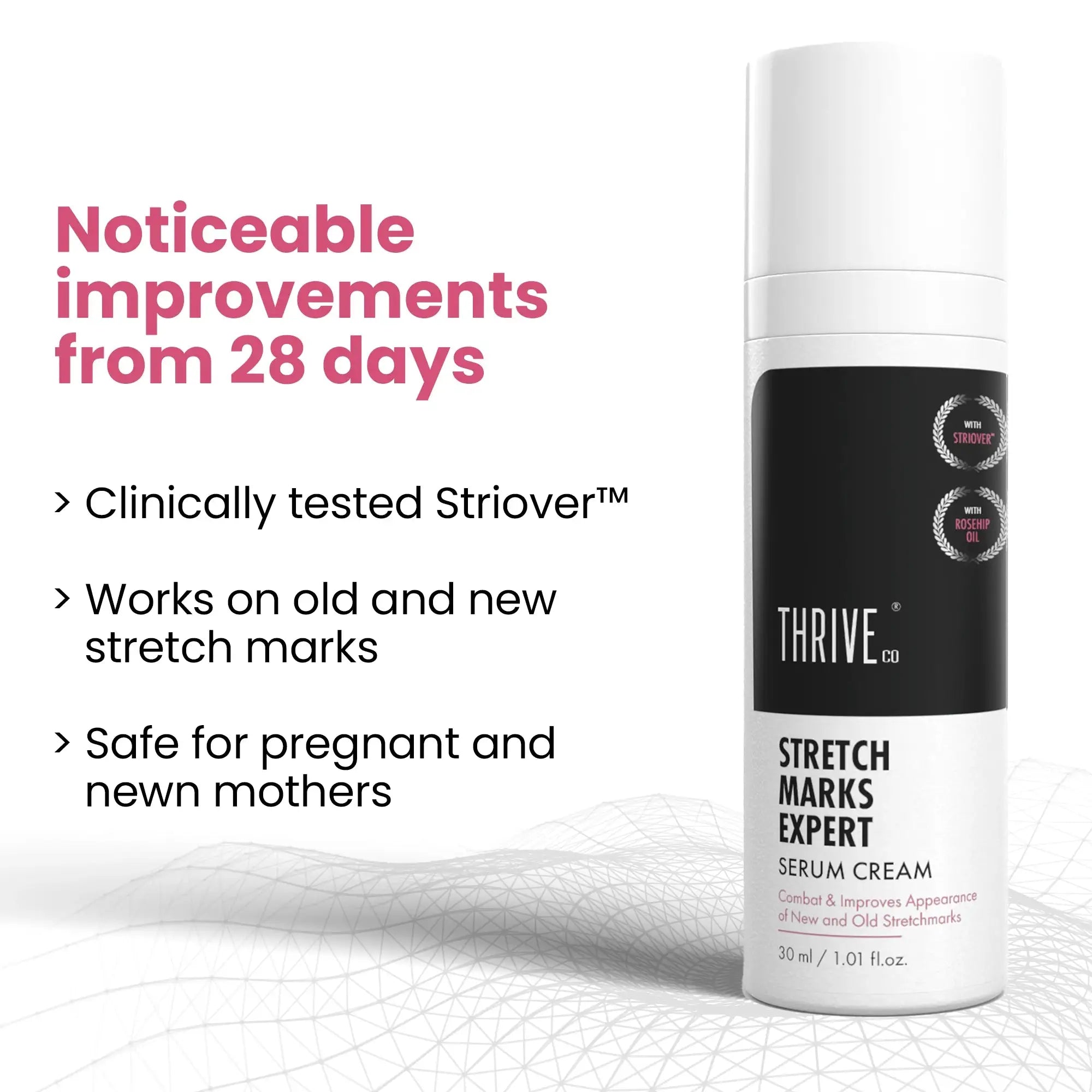 thriveco stretch mark removal cream to reduce appearance of old and new stretch marks