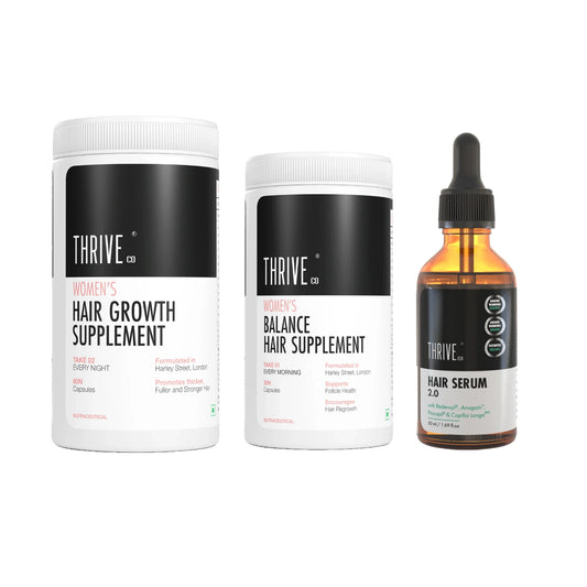 Hair Growth Serum, 50ml + Women's Post Partum Hair Growth Supplement, 60N + Women's Balance Hair Supplement, 30N