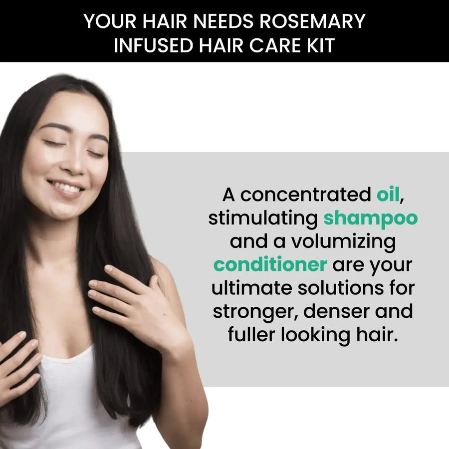 Rosemary Shampoo(250ml), Conditioner (250ml) & Rosemary Essential Oil (15ml) Combo