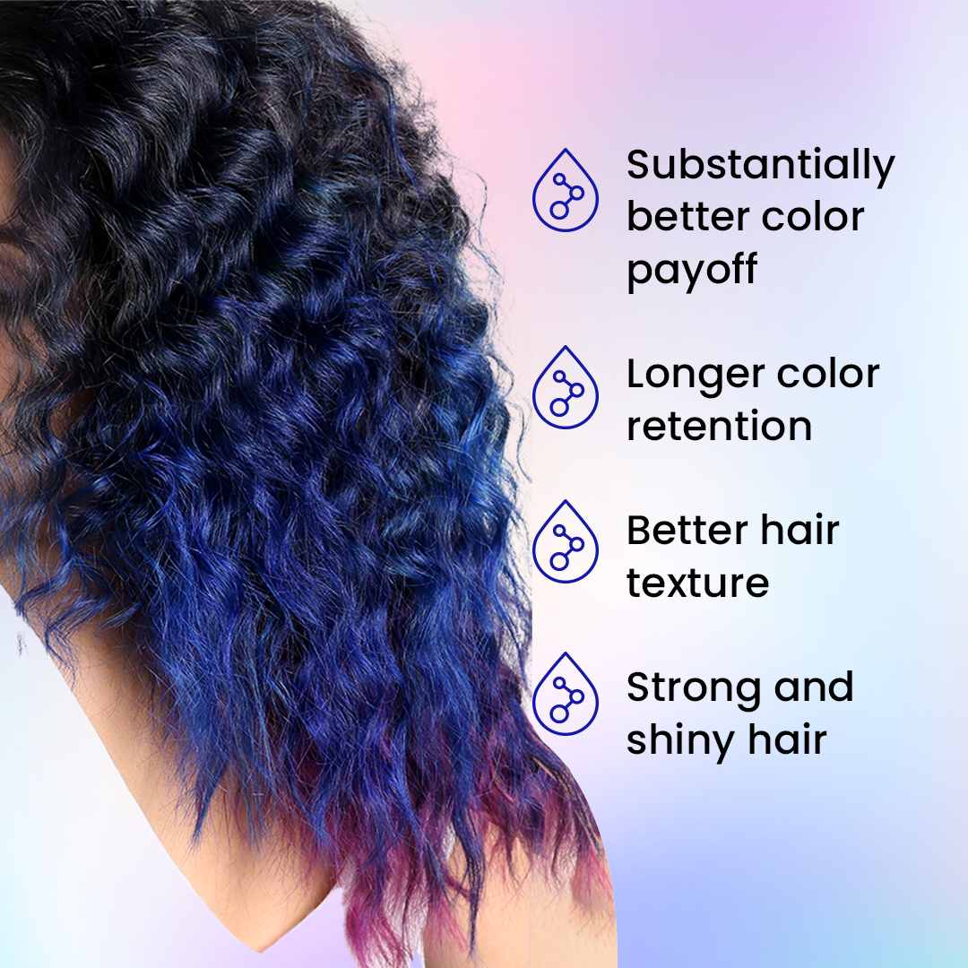 semi permanent blue colour hair