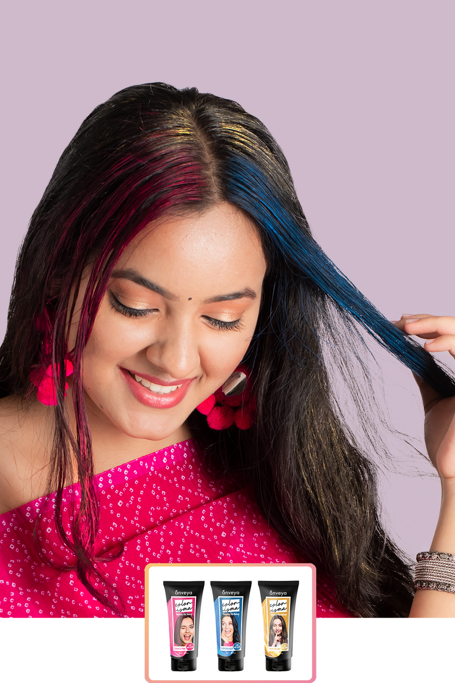 Anveya Euphoria Blue + Summer Pink + Champagne Gold | Look#3 - Temporary Hair Color