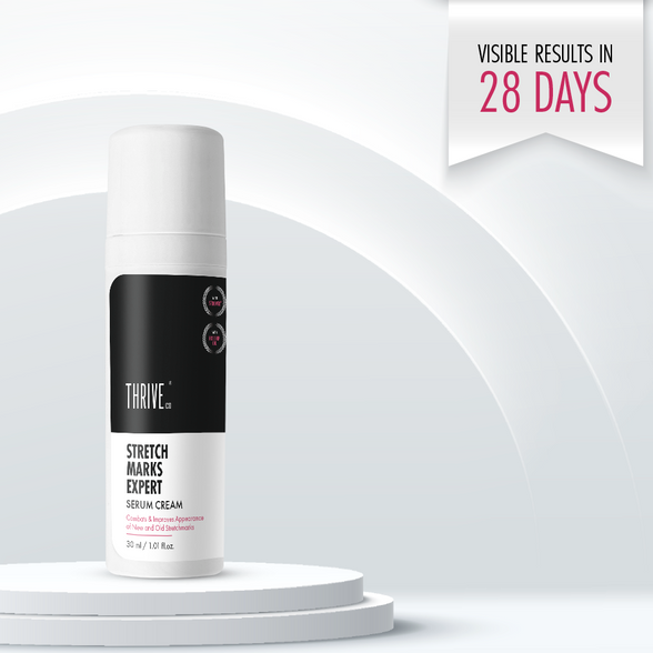 See visible resilts in 28 days with ThriveCo Stretch Marks Expert Cream